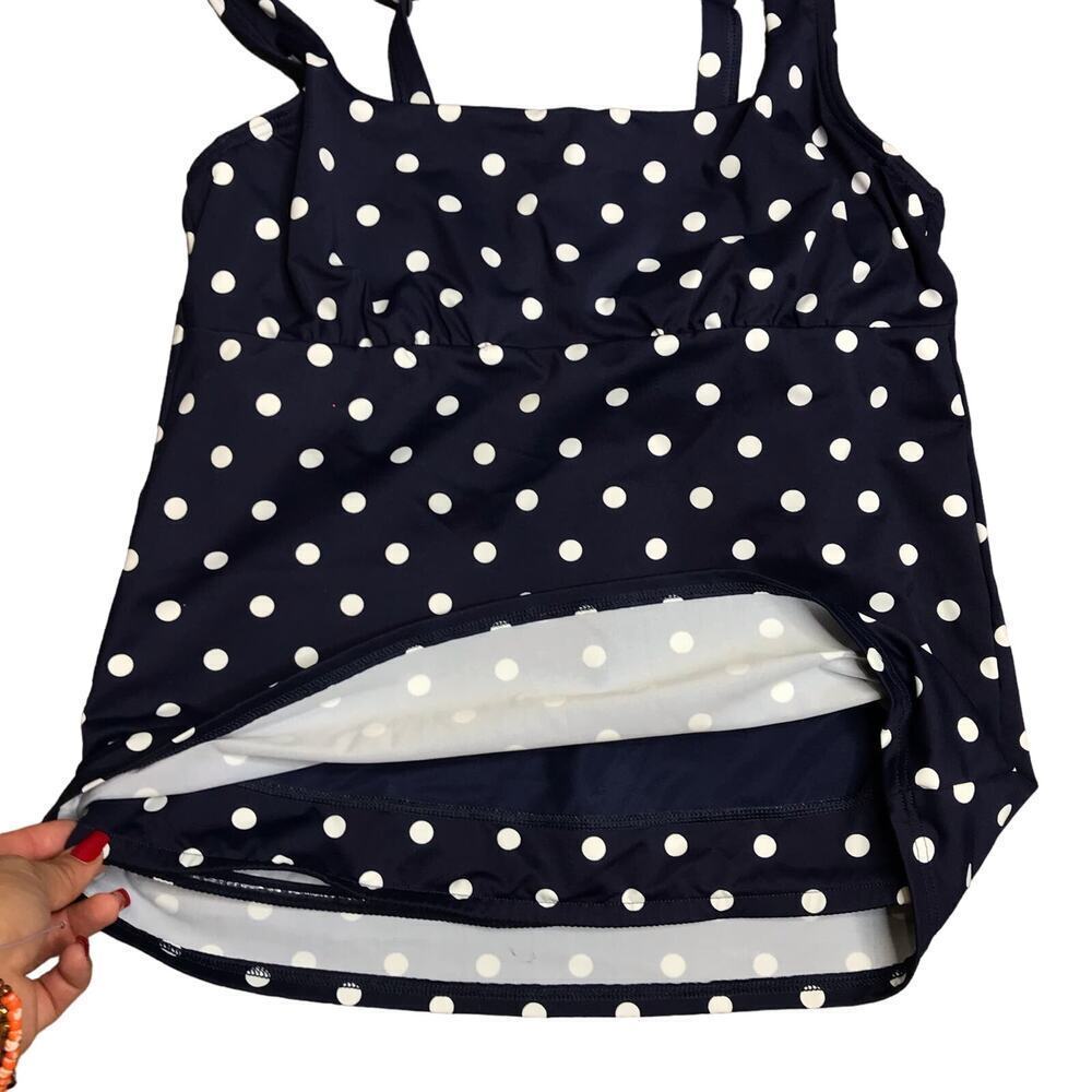 Lands' End Navy Polka Dot Tankini Size: 8D - Picture 3 of 8